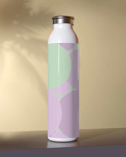 Pastel Lavender Purple and Soft Green Patches Slim Water Bottle, 20 oz White