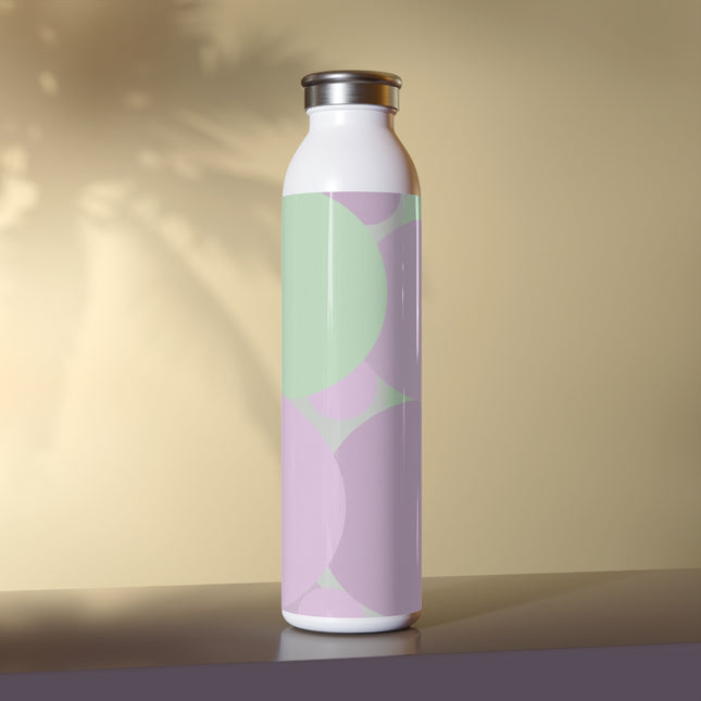 Pastel Lavender Purple and Soft Green Patches Slim Water Bottle, 20 oz White