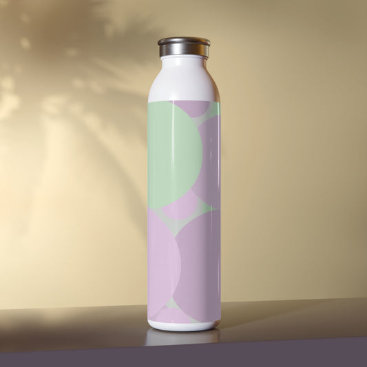 Pastel Lavender Purple and Soft Green Patches Slim Water Bottle, 20 oz White