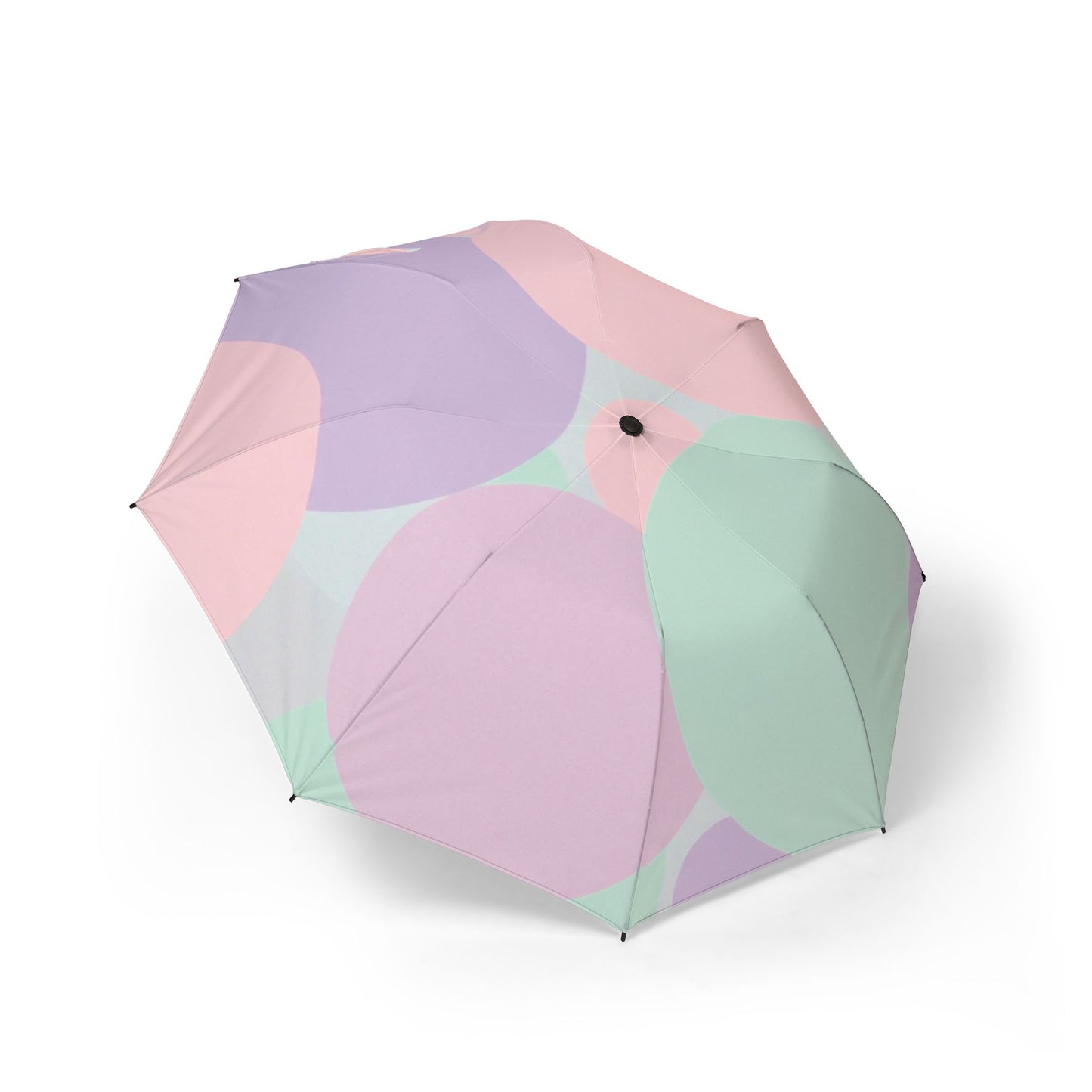 Pastel Peach and Soft Green Patches Foldable Umbrella - Compact & Chic