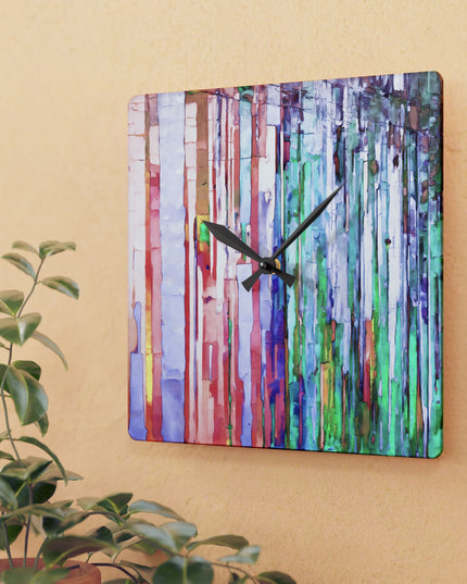 Striped Pastels Acrylic Wall Clock, Round or Square, 10.75" x 10.75"