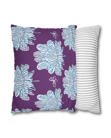 Blue Floral Butterflies Spun Polyester Square Pillowcase, 14" x 14"
