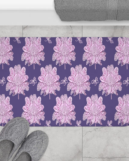 Magenta Floral Butterflies 34" x 21" Bath Mat