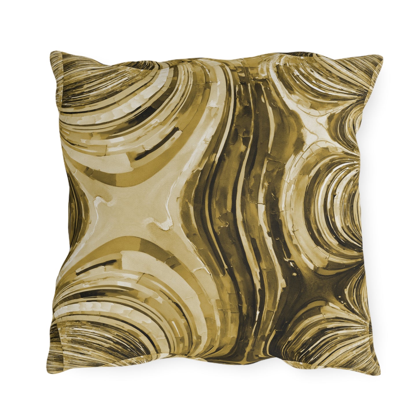 Uzi Spiral Light Brown Outdoor Pillow, 18" x 18"