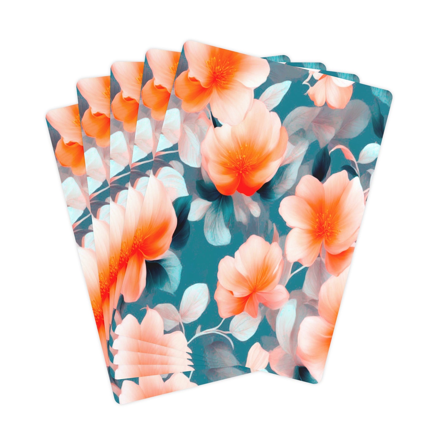 Orange Blossom Floral Bunch Poker Cards