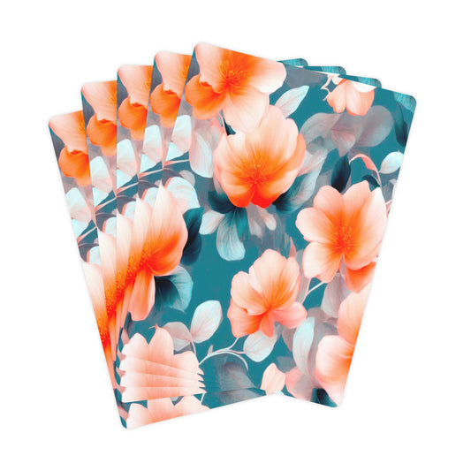 Orange Blossom Floral Bunch Poker Cards