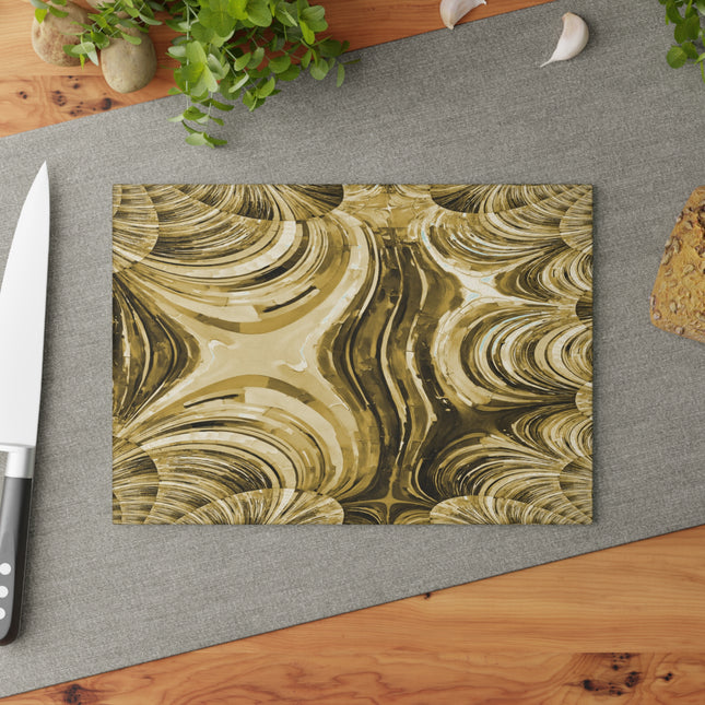 Uzi Spiral Light Brown Pastel 8" x 11" Glass Cutting Board