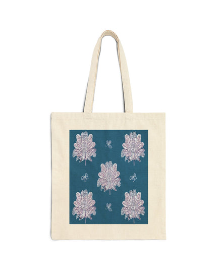 Lavender Floral Butterflies Cotton Canvas Tote Bag