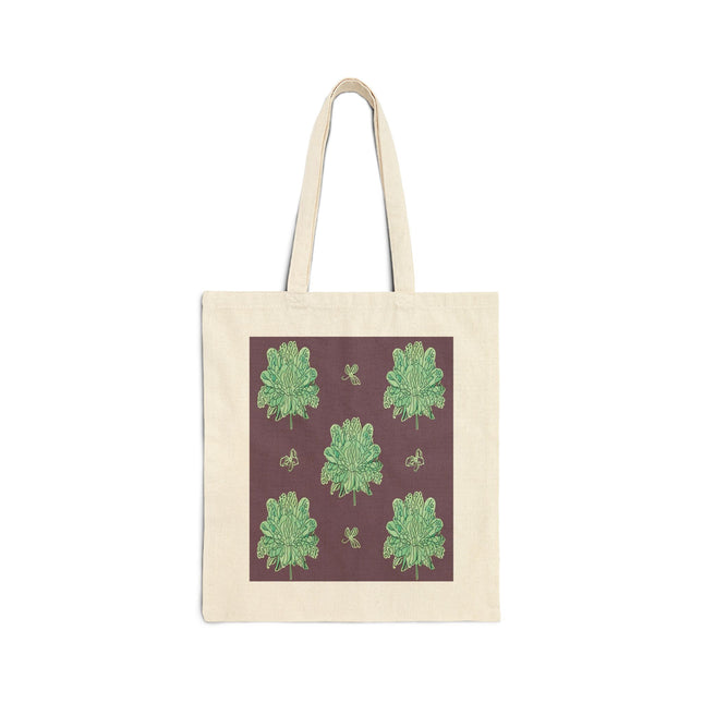 Mint Green Floral Butterflies Cotton Canvas Tote Bag