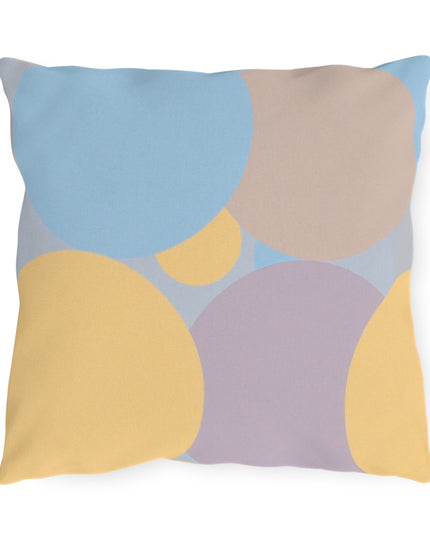 Pastel Baby Blue and Peach Patches 16" x 16" Outdoor Pillows