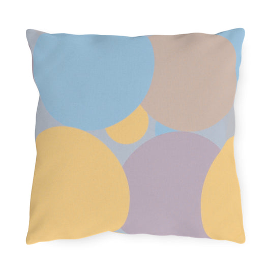 Pastel Baby Blue and Peach Patches 16" x 16" Outdoor Pillows