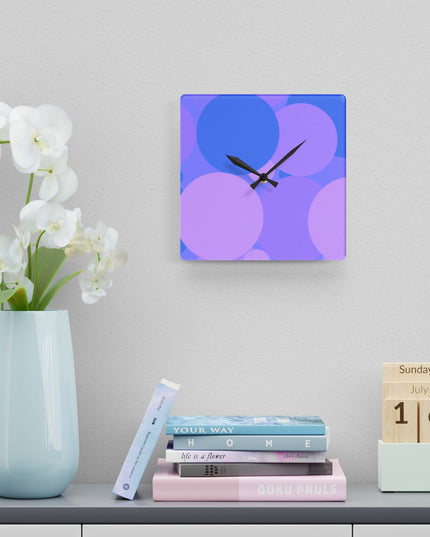 Pastel Purple Family Patches Acrylic Wall Clock, Round or Square, 10.75" x 10.75"