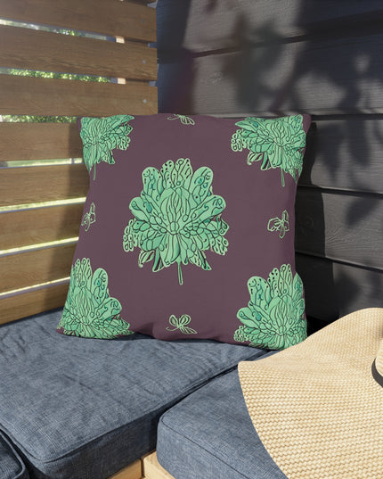 Mint Green Floral Butterflies 18" x 18" Outdoor Pillow