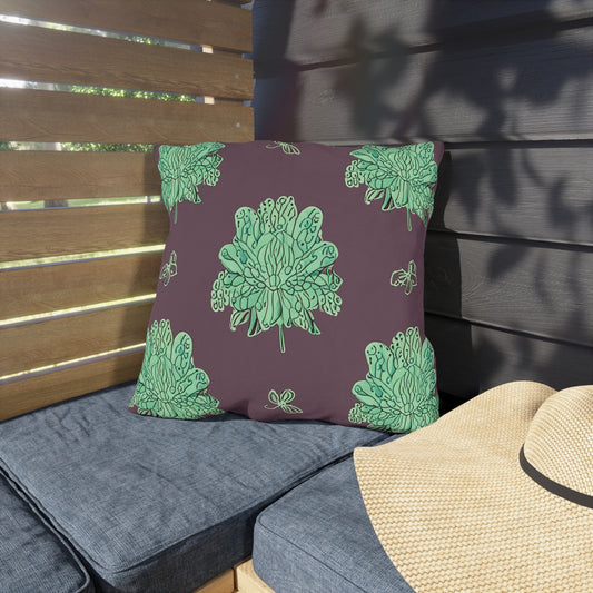 Mint Green Floral Butterflies 18" x 18" Outdoor Pillow