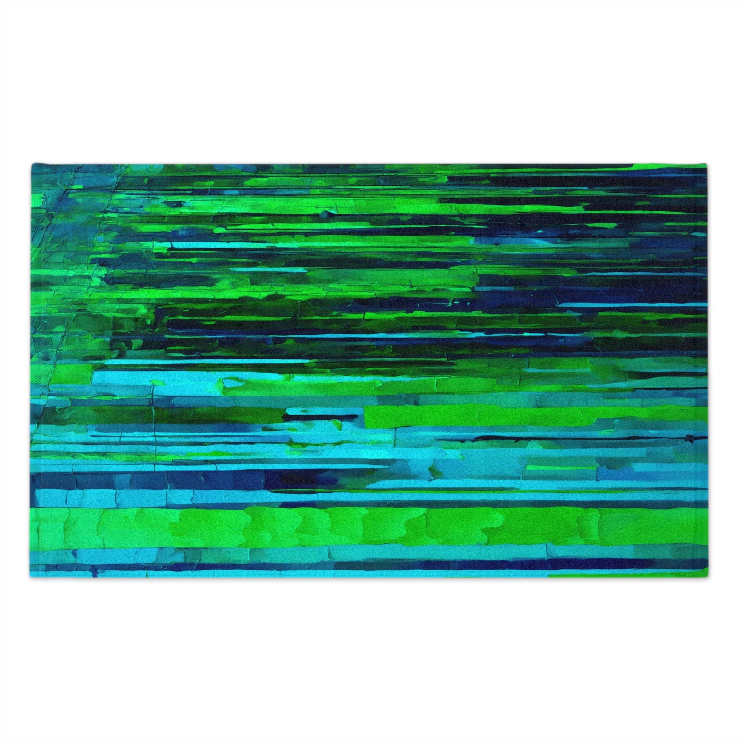 Striped Blue Green Rally Towel, 11" x 18"