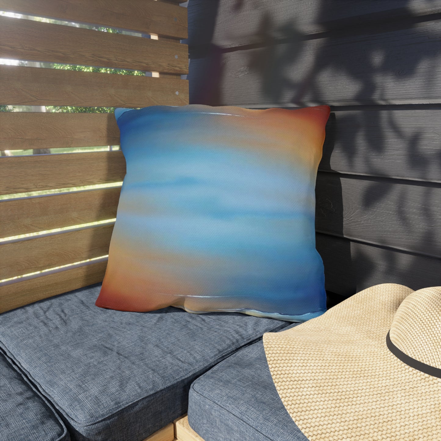 Blue Sea Red Orange Fog 18" x 18" Outdoor Pillows