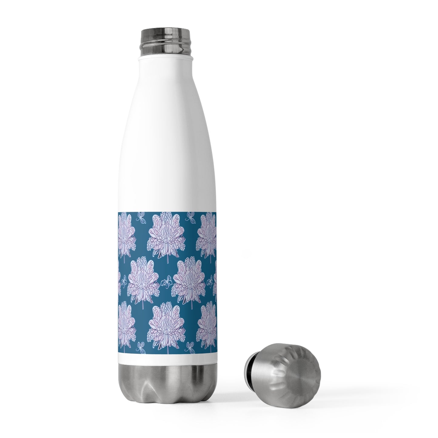 Lavender Floral Butterflies 20oz Insulated Water Bottle