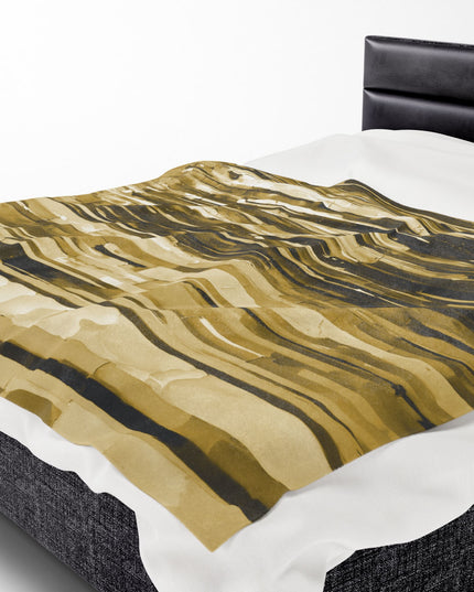 Striped Light Brown Velveteen Plush Blanket, 60" x 80"