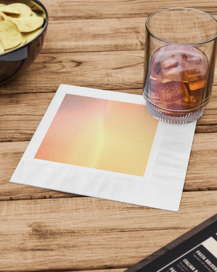 Hot Peach Fade White Coined Napkins, 6.5" x 6.5"