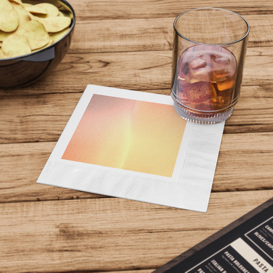 Hot Peach Fade White Coined Napkins, 6.5" x 6.5"