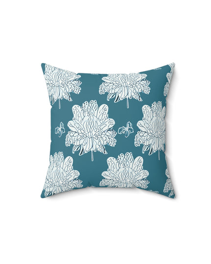 Tif Green White Floral Butterflies 14" x 14" Faux Suede Square Pillow