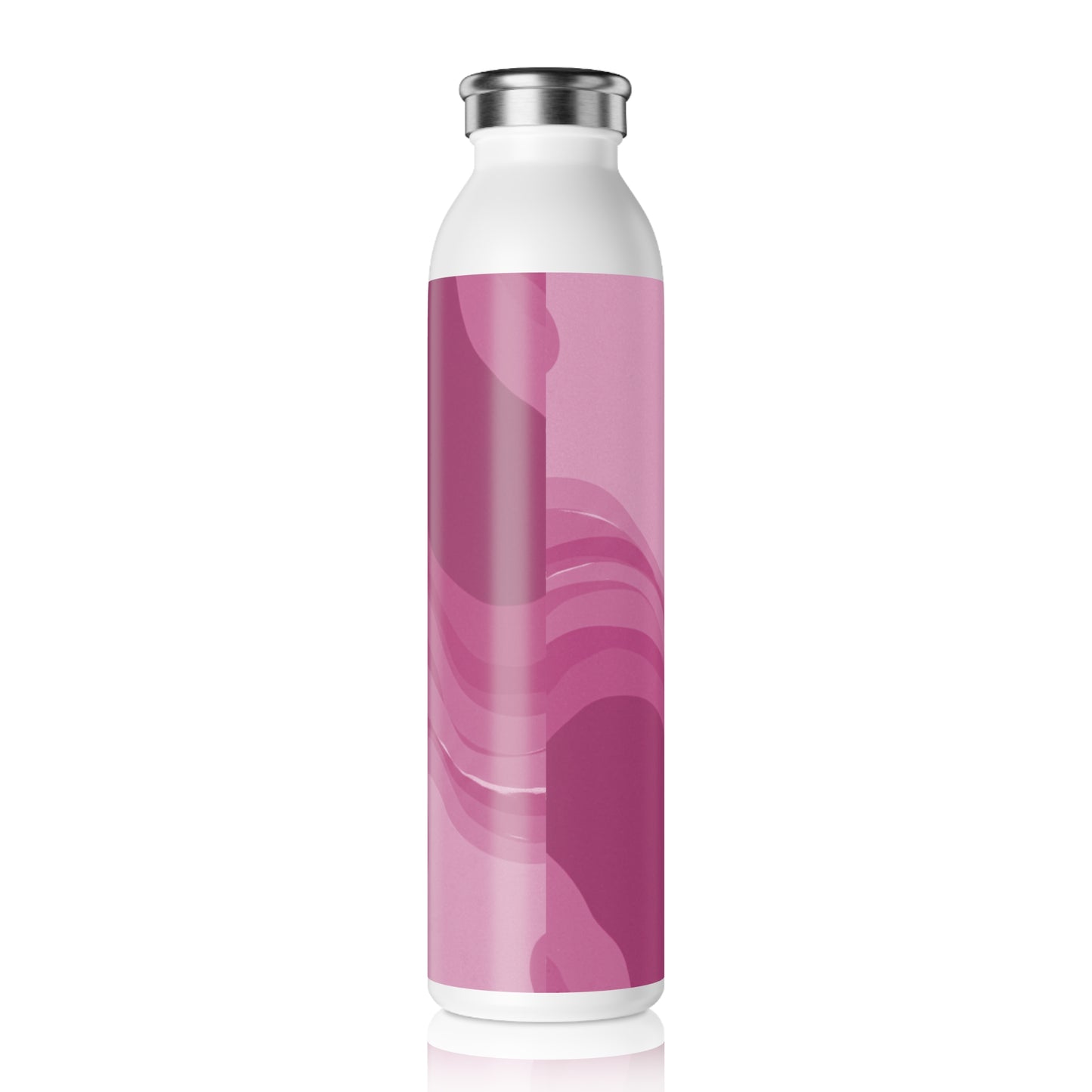 Pinky Mauve Wavey Slim Water Bottle, 20 oz White