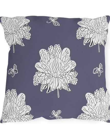 White Floral Butterflies 18" x 18" Outdoor Pillow
