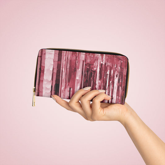 Striped Ruby Elegant Abstract Zipper Wallet - Stylish & Functional Accessory for Everyday Use