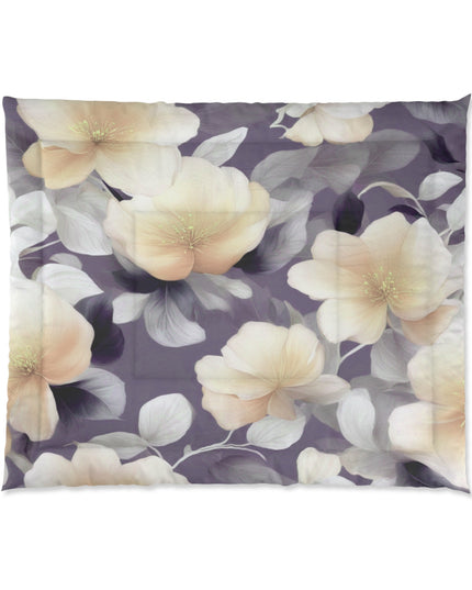 White Blush Floral Bunch Bunch Comforter, 104" × 88"