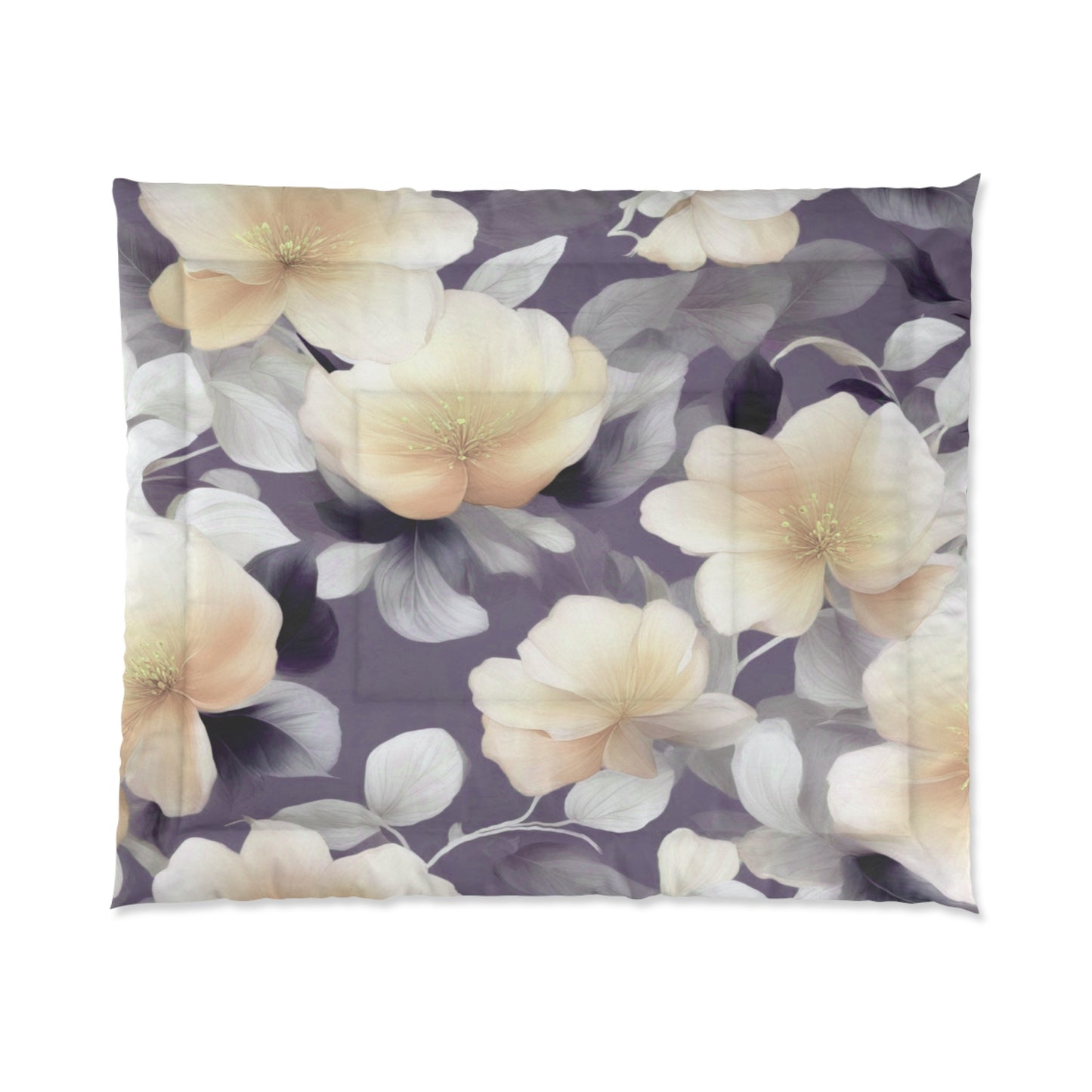 White Blush Floral Bunch Bunch Comforter, 104" × 88"