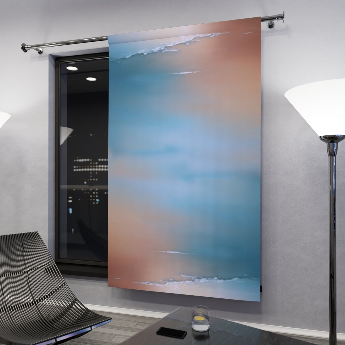 Blue Sea Peach Fog Window Curtain, 50" x  84", blackout