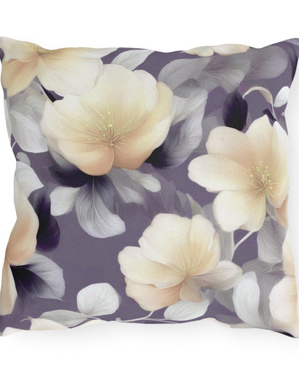 White Blush Floral Bunch Outdoor Pillow, 16" x 16"