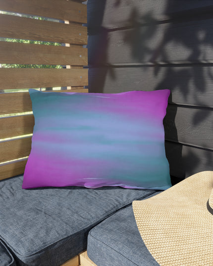 Dark Blue Green Sea Purple Fog 20" x 14" Outdoor Pillow