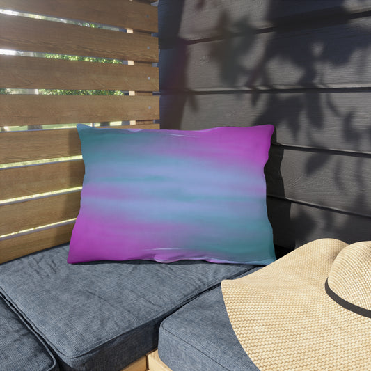 Dark Blue Green Sea Purple Fog 20" x 14" Outdoor Pillow