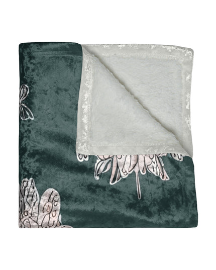 Soft White Floral Butterflies 50" x 60" Crushed Velvet Blanket