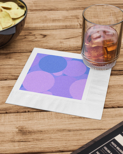 Pastel Purple Family Patches White Coined Napkins, 6.5" x 6.5"