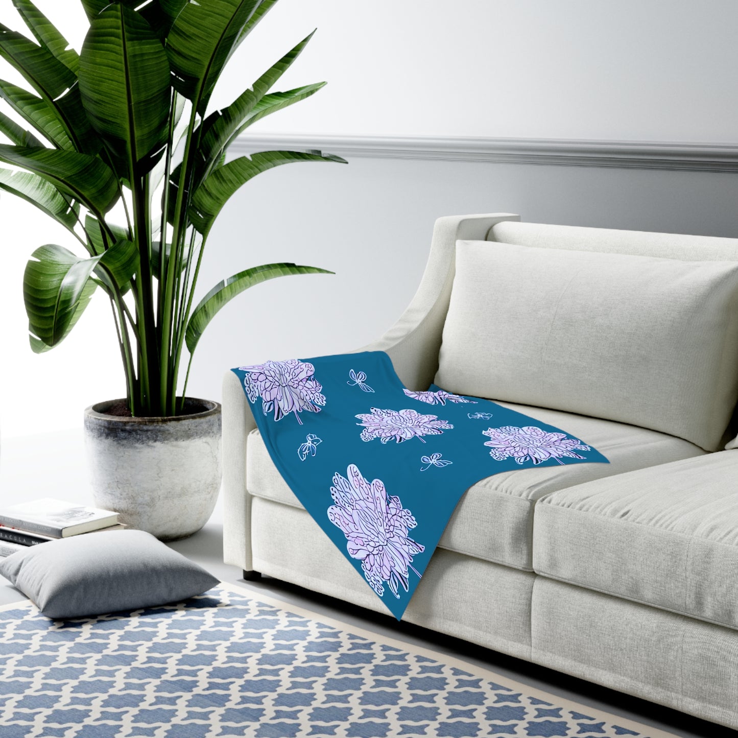 Lavender Floral Butterflies Baby Swaddle 30″×40″ Blanket