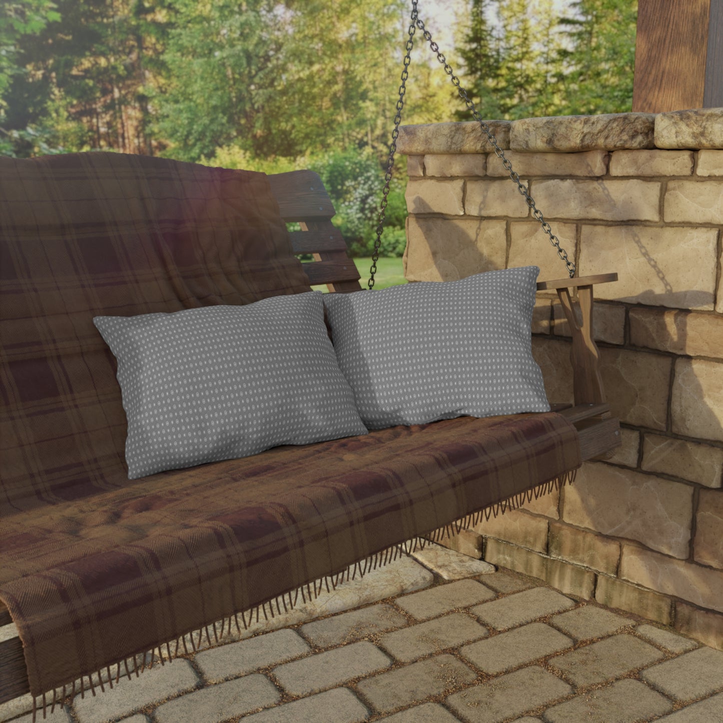 Desaturated Star-crossed Bodies Outdoor Pillow, 20" x 14"