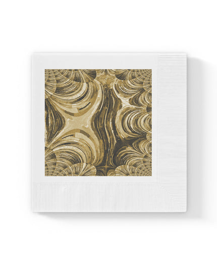 Uzi Spiral Light Brown White Coined Napkins, 6.5" x 6.5"