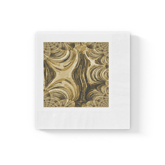 Uzi Spiral Light Brown White Coined Napkins, 6.5" x 6.5"
