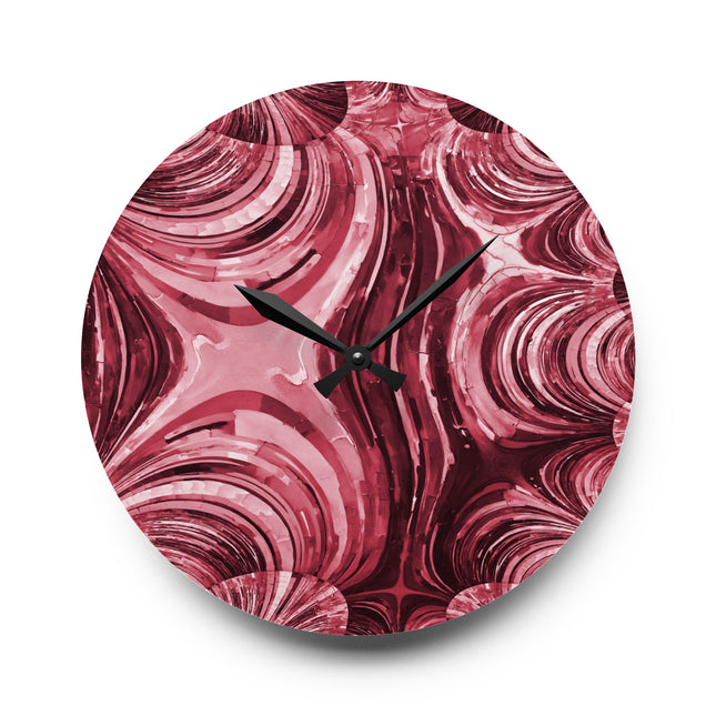 Uzi Spiral Ruby Acrylic Wall Clock, Round or Square, 10.75" x 10.75"