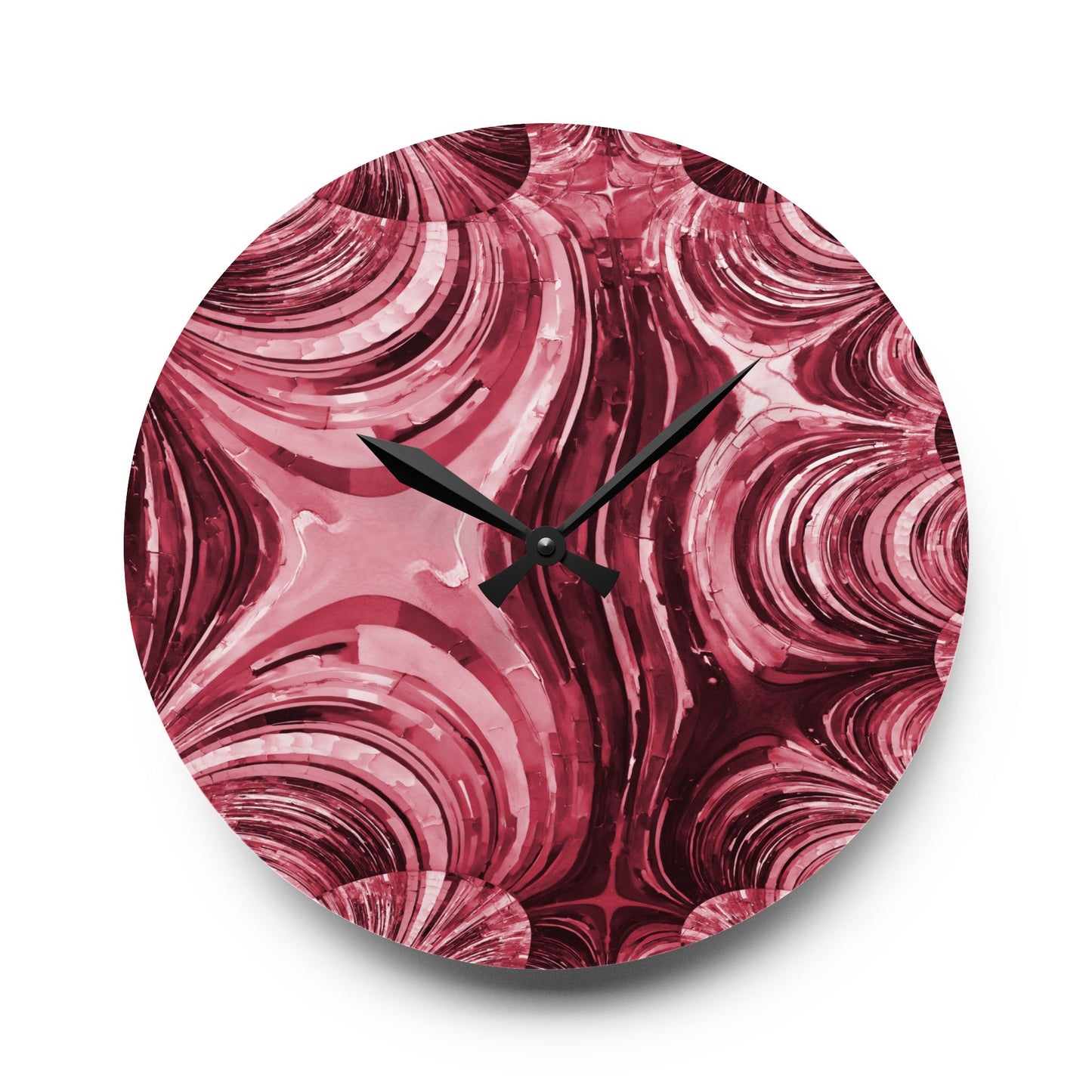 Uzi Spiral Ruby Acrylic Wall Clock, Round or Square, 10.75" x 10.75"