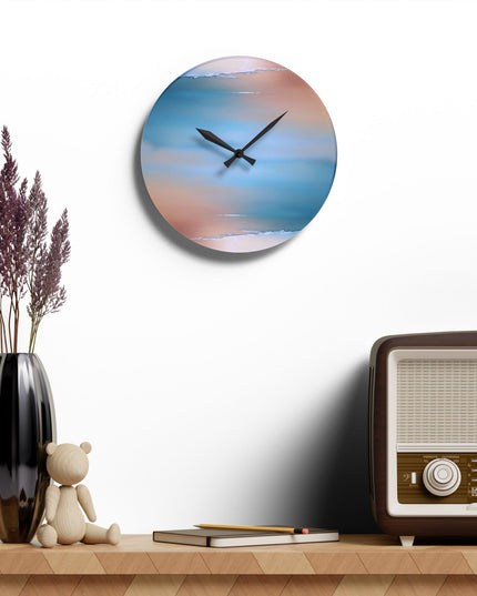 Blue Sea Peach Fog Acrylic Wall Clock, Round or Square, 10.75" x 10.75"