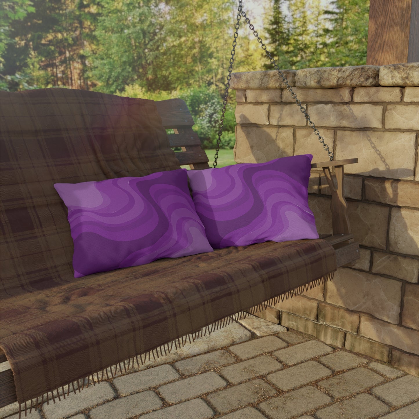 Wavey Purple Wavey 20" x 14" Outdoor Pillow