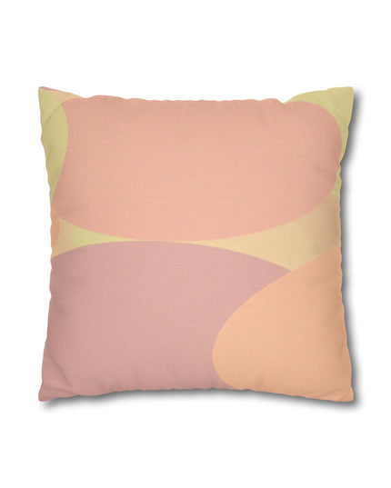 Pastel Hot Peach Patches Spun Polyester Square Pillowcase, 14" x 14"