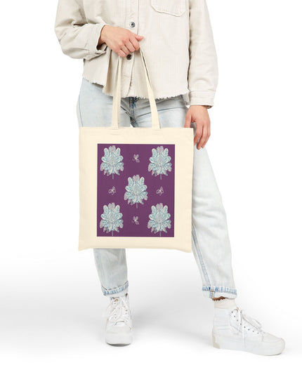 Blue Floral Butterflies Cotton Canvas Tote Bag