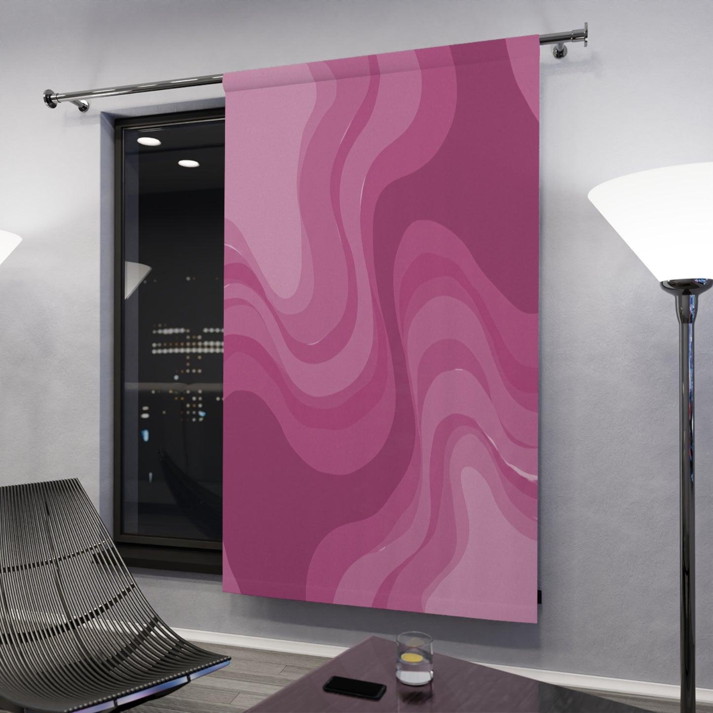 Pinky Mauve Wavey Window Curtain, 50" x  84", blackout