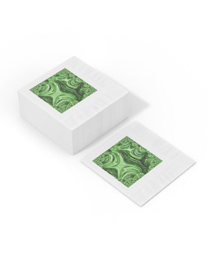 Uzi Spiral Mint Pastel White Coined Napkins, 4.8" x 4.8"
