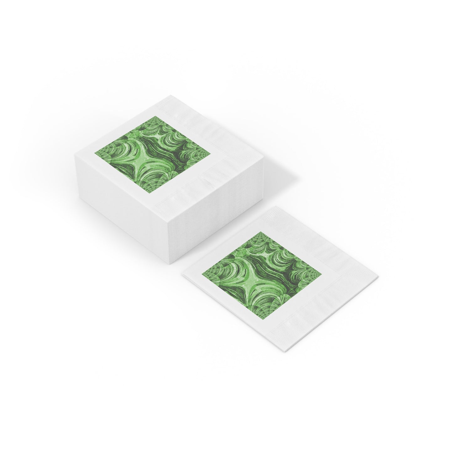 Uzi Spiral Mint Pastel White Coined Napkins, 4.8" x 4.8"