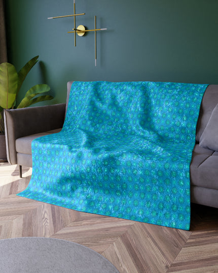 Blue Green Star-crossed Bodies Crushed Velvet Blanket, 50" x 60"